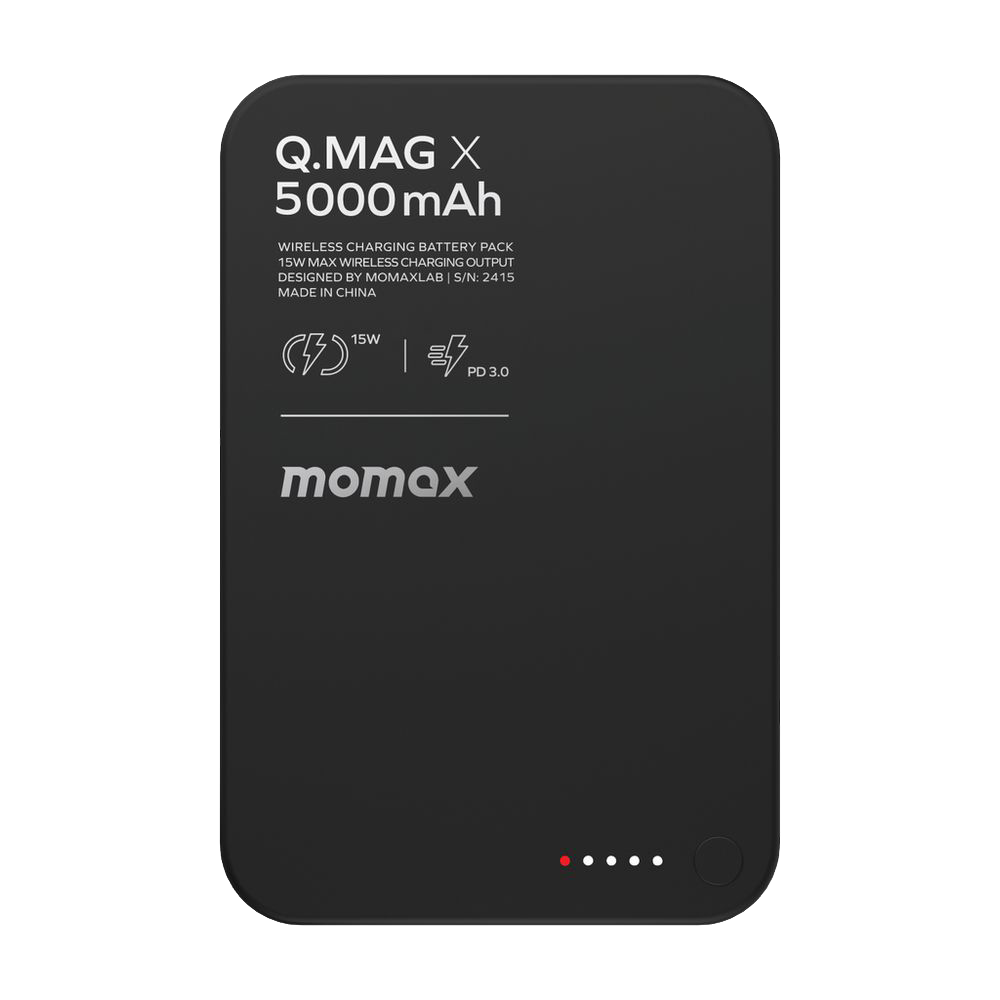 MOMAX Q.Mag X Gen2 5000mAh 15W Ultra Slim MagSafe Wireless Power Bank (Black)