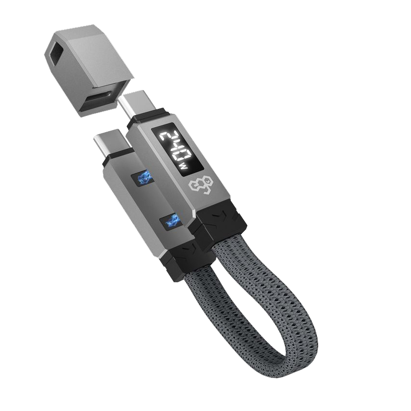 EGO Wiry Mag 240W PD USB4 Gen3x2 Real‑Time Display Type‑C to C Cable – 0.06m, Grey