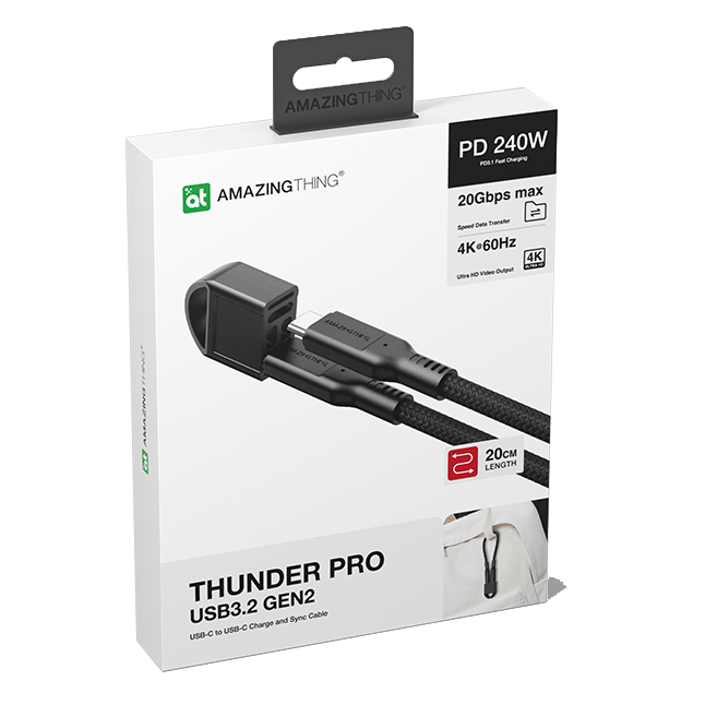 AmazingThing Thunder Pro 240W C‑to‑C Cable (20cm, Black)
