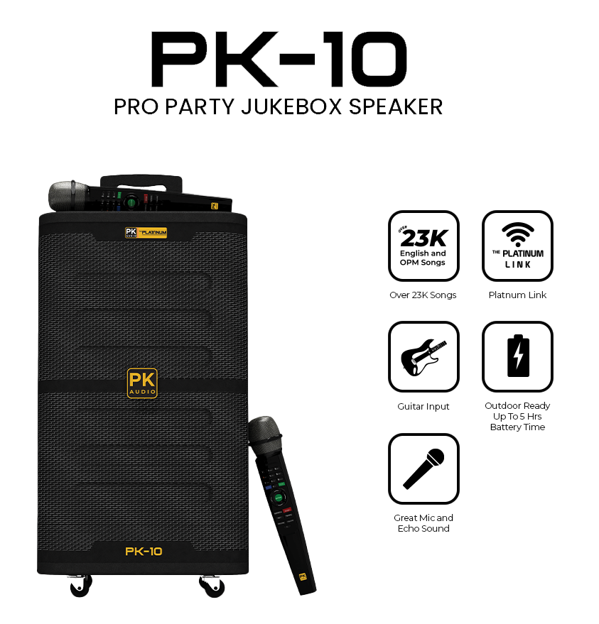 Platinum Karaoke PK10 Pro – Built‑In Karaoke Party Speaker with Trolley