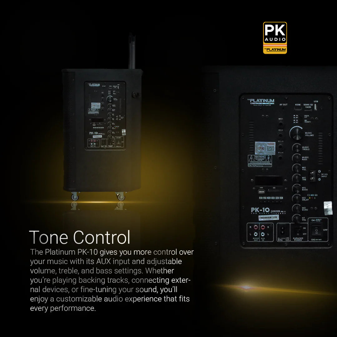 Platinum Karaoke PK10 Pro – Built‑In Karaoke Party Speaker with Trolley