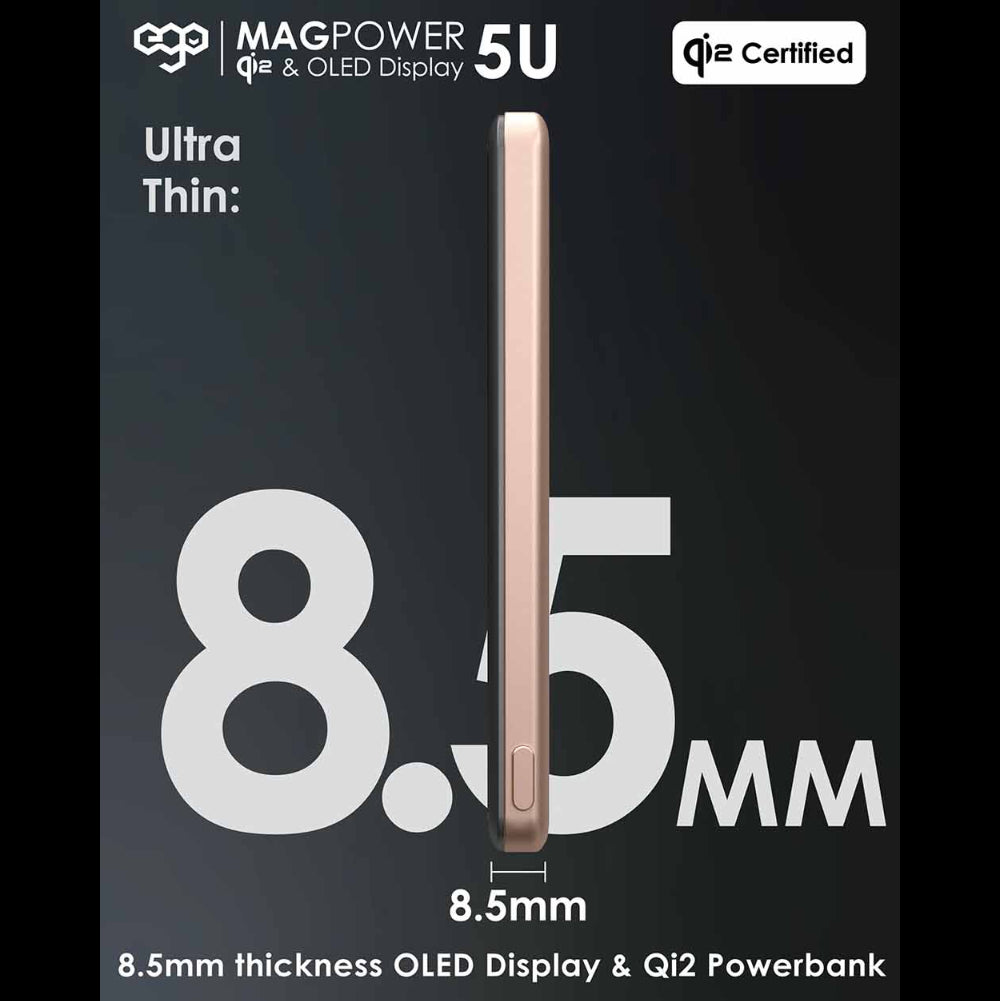 EGO MagPower 5U Qi2 5000mAh MagSafe Power Bank – Pink