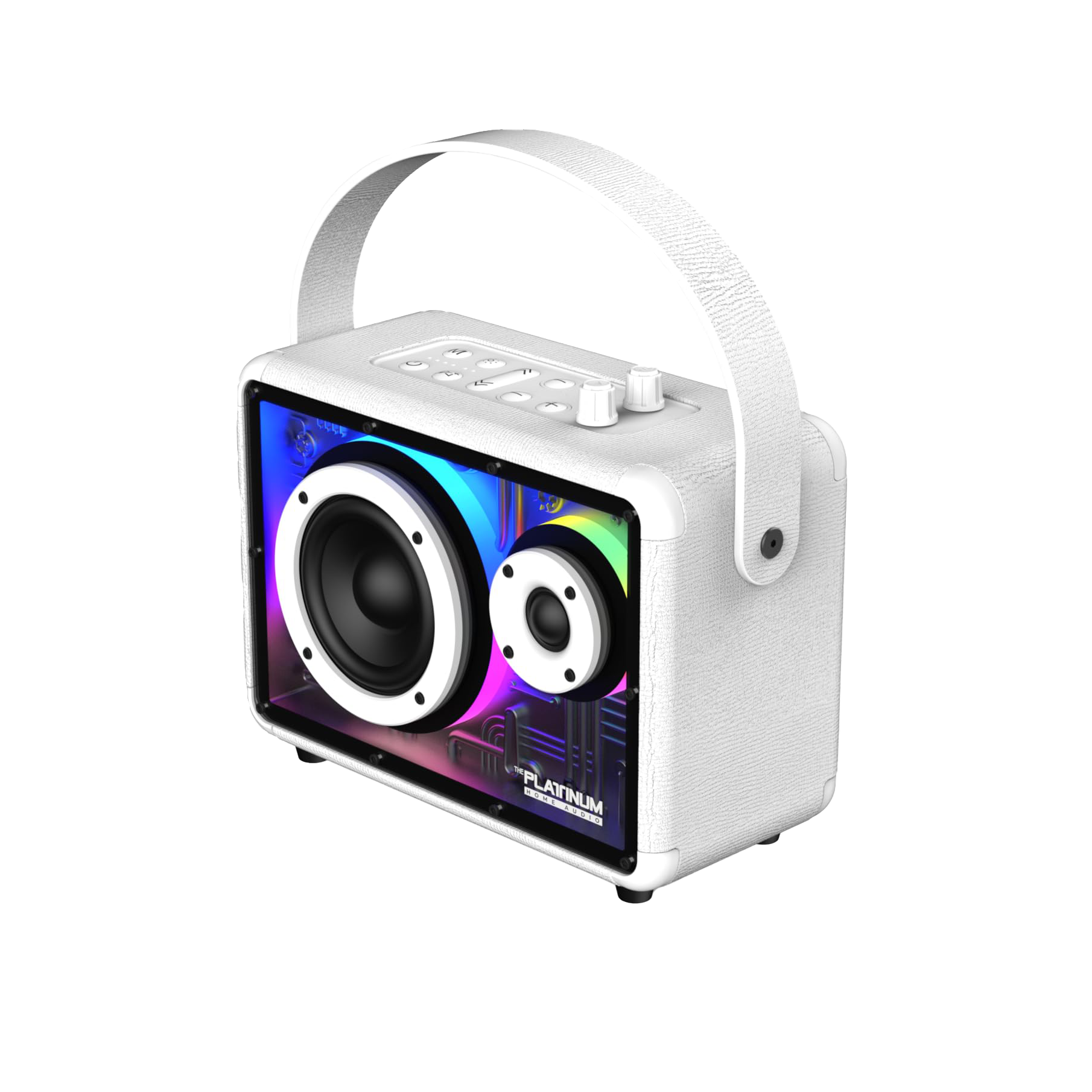 Platinum Apollo Pro – Portable Bluetooth Speaker with Microphone (White)