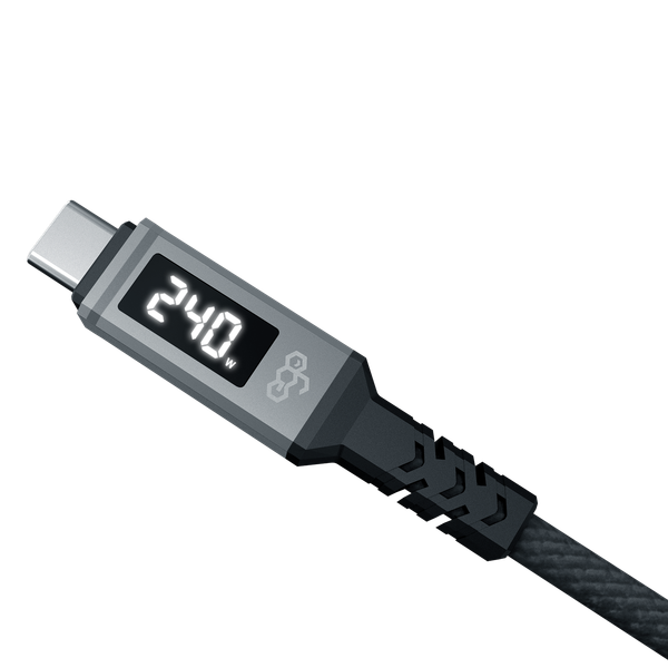 EGO Wiry Mag 240W PD USB4 Gen3x2 Real‑Time Display Type‑C to C Cable – 0.06m, Grey