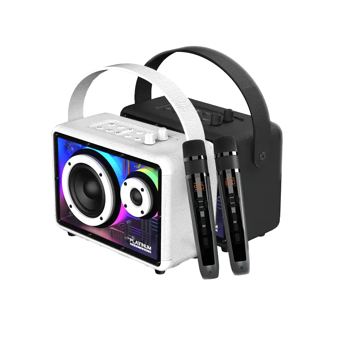 Platinum Apollo Pro – Portable Bluetooth Speaker with Microphone (White)