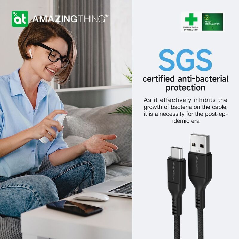 AmazingThing Thunder Pro 7X Type‑C to USB‑A Cable – (1.2m Black)