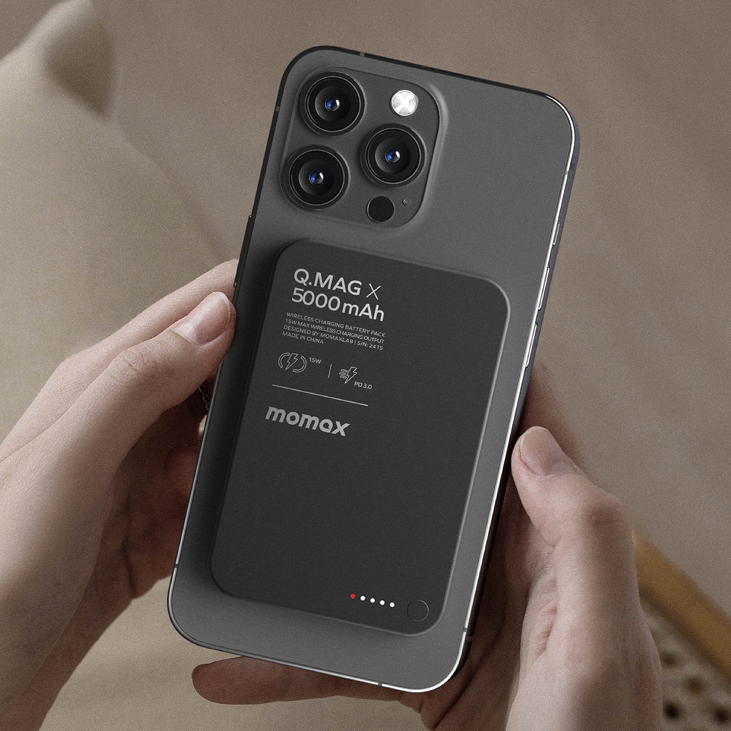 MOMAX Q.Mag X Gen2 5000mAh 15W Ultra Slim MagSafe Wireless Power Bank (Black)