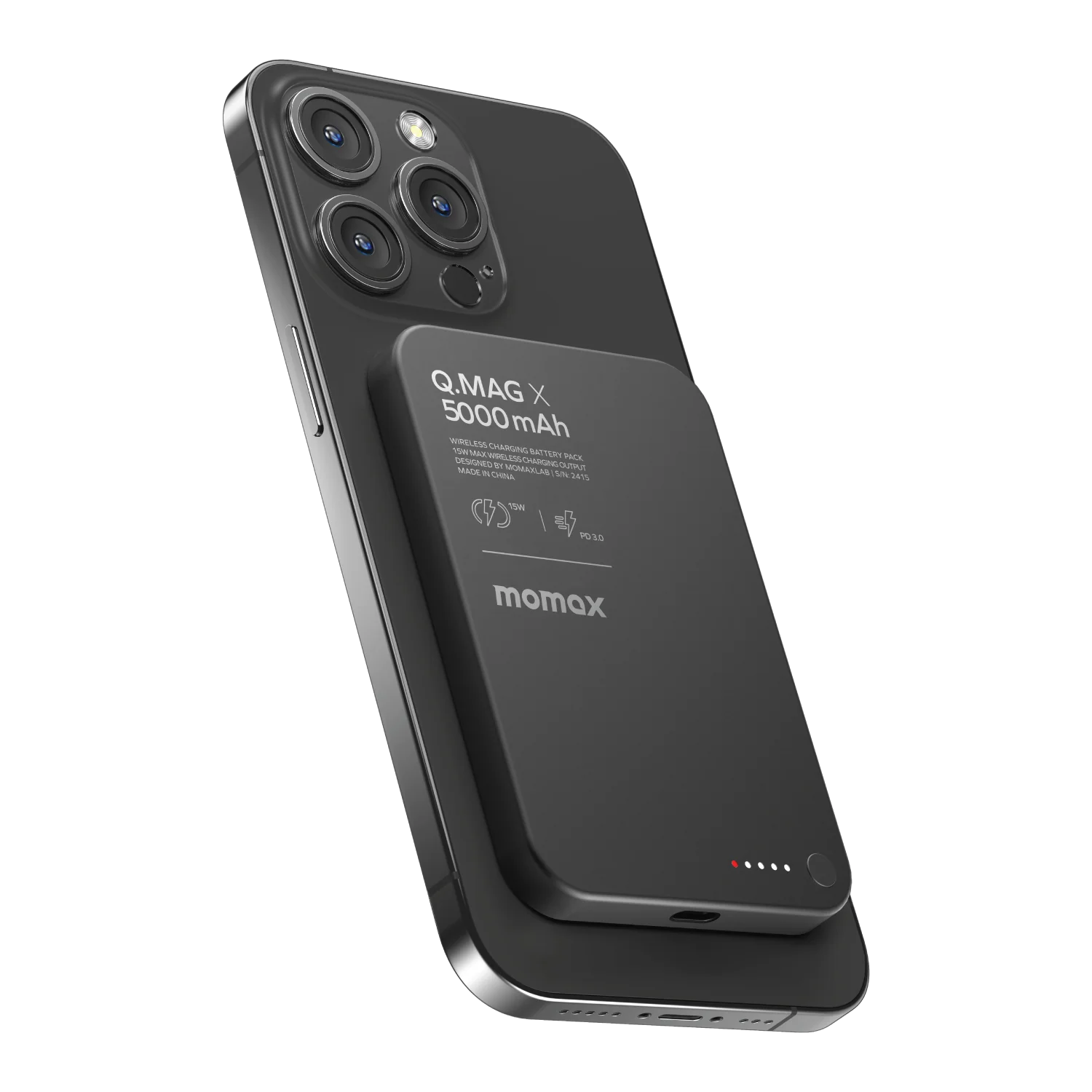 MOMAX Q.Mag X Gen2 5000mAh 15W Ultra Slim MagSafe Wireless Power Bank (Black)