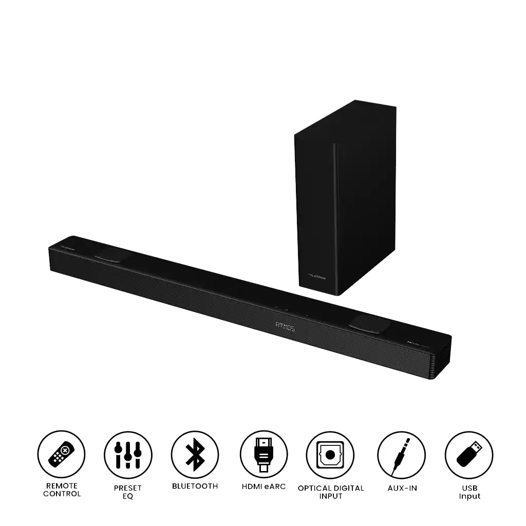 Platinum Karaoke A200 – 5.1.2 Channel Soundbar with Dolby Atmos & Wireless Subwoofer