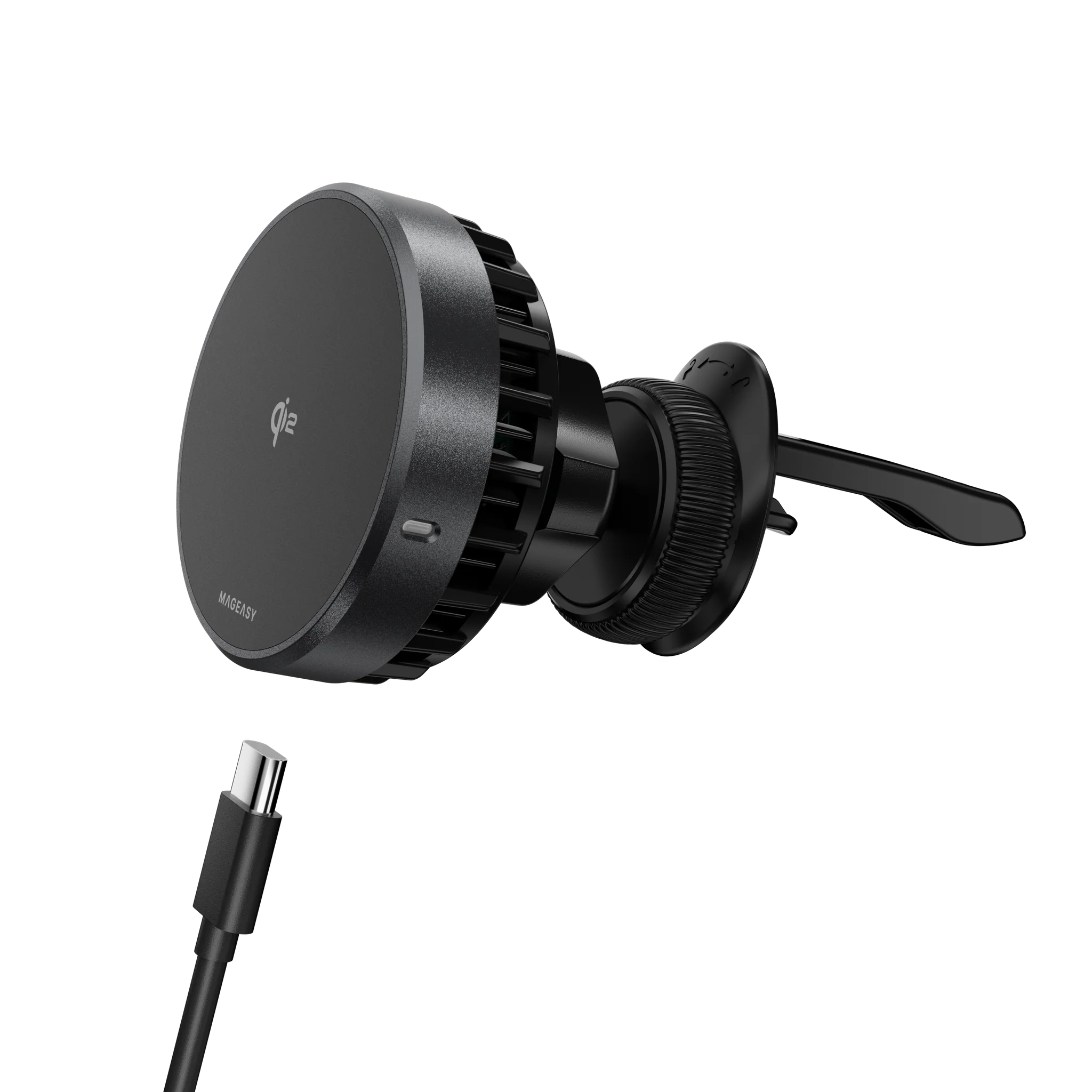 MagEasy MagMount Smart Cooling Car Charger – Qi2, 15W Fast Wireless Charging, Space Gray