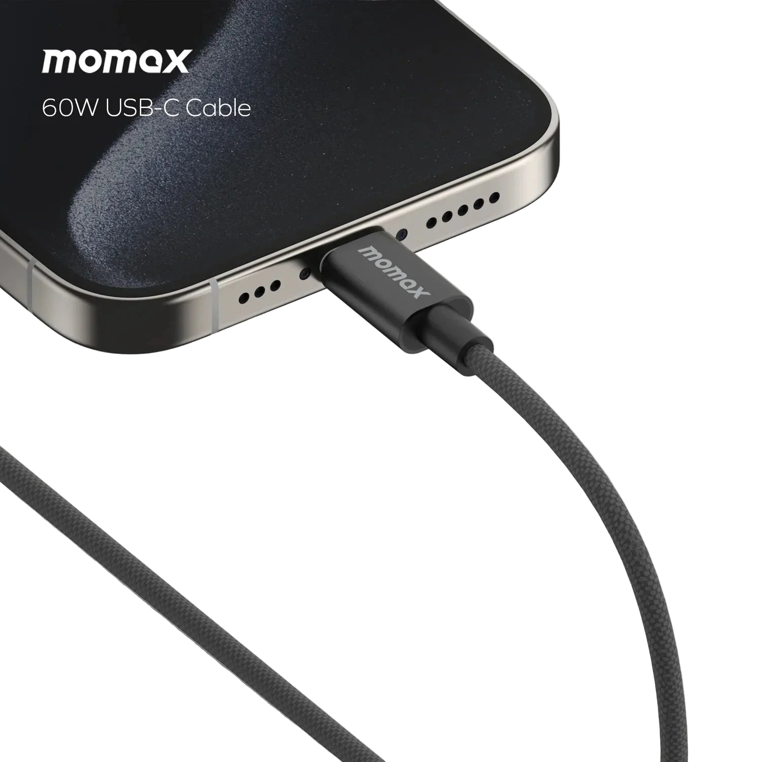 MOMAX 1‑Link Flow 60W USB‑C to USB‑C Cable (1.2m, Black)