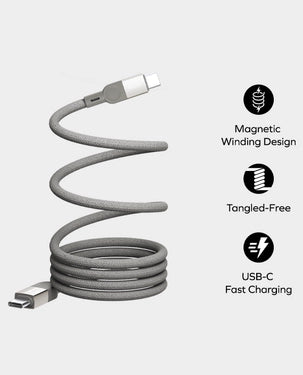 MOMAX Elite Mag Link 100W USB‑C to USB‑C Magnetic Cable (2m, Titanium)