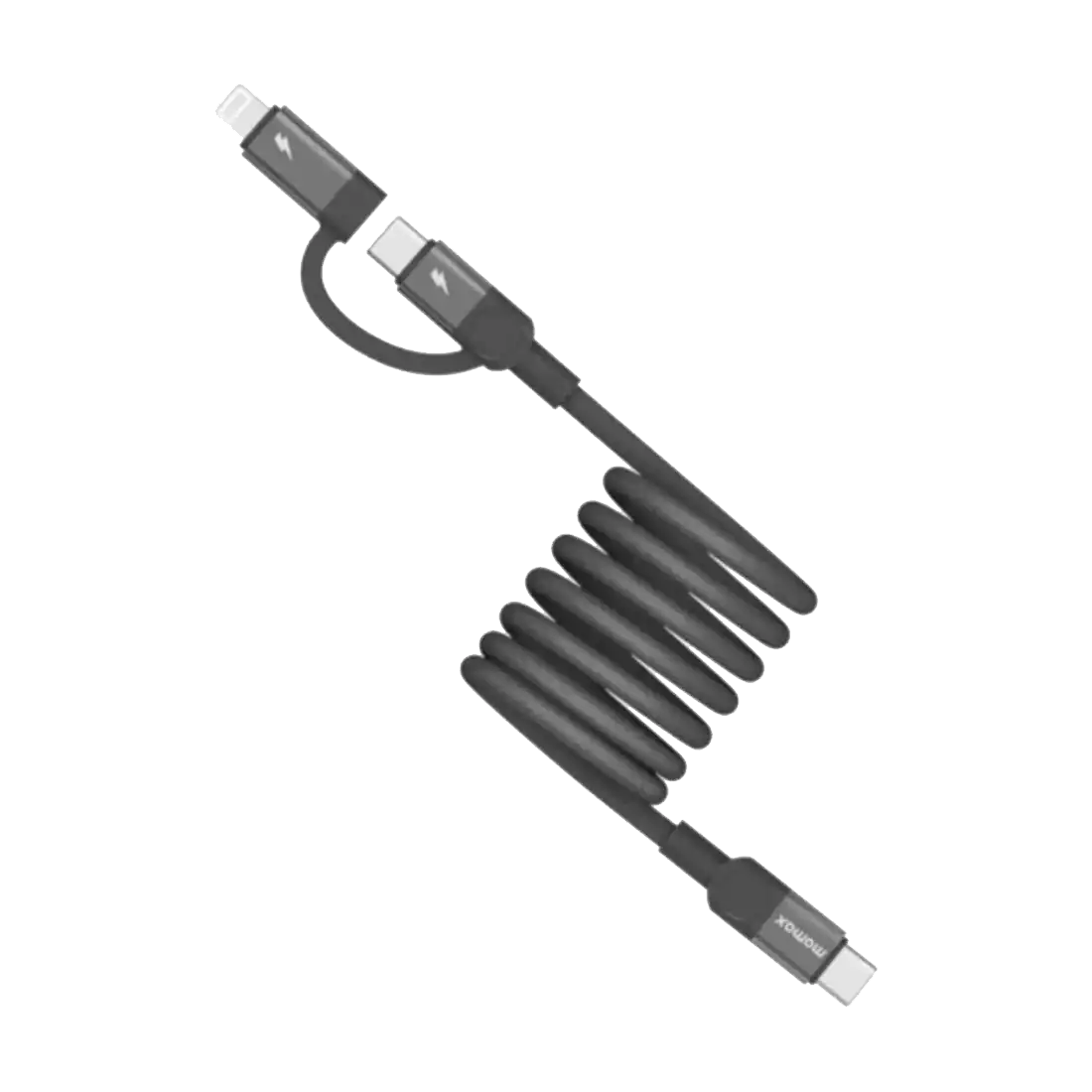 MOMAX Mag Link USB‑C to C & Lightning Magnetic Cable – 1m, Black