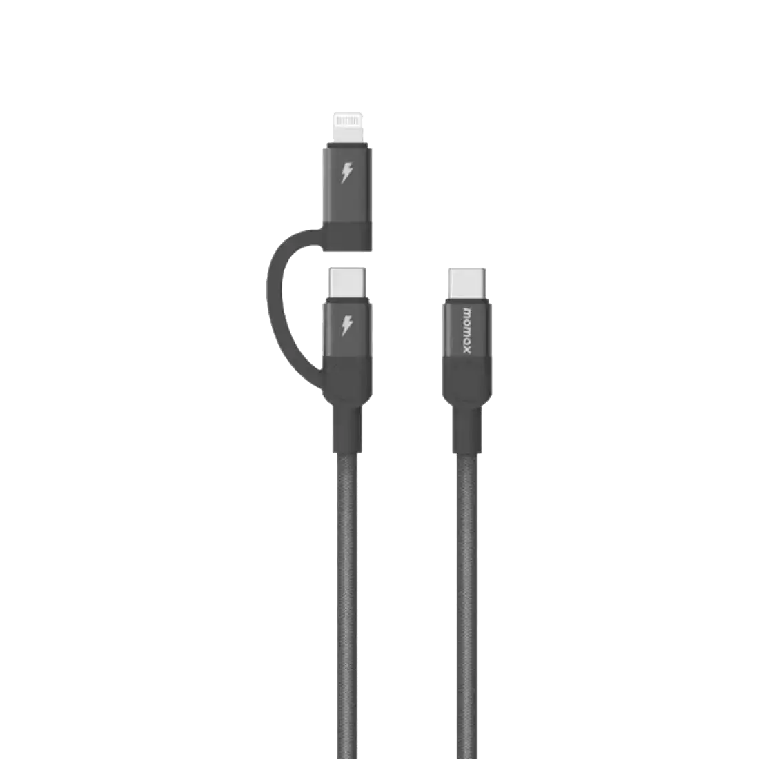 MOMAX Mag Link USB‑C to C & Lightning Magnetic Cable – 1m, Black