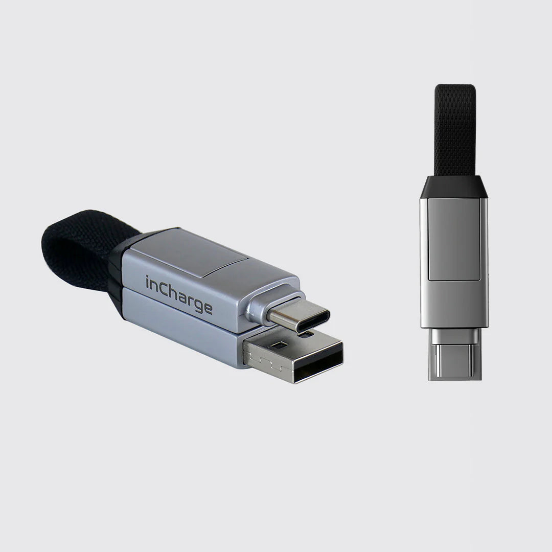 Rolling Square InCharge® X 100W – 6‑in‑1 Charging Cable 0.25ft (Blue)