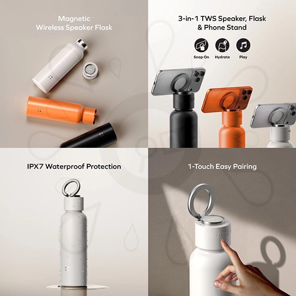 MOMAX 1-VIBE Bottle Magnetic Wireless Speaker Flask