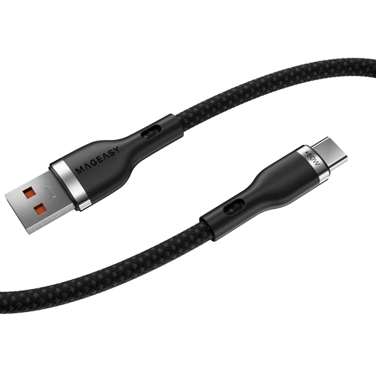 MagEasy Cable – USB‑A to USB‑C, Fast Charging & Sync, 60W, 1.5m, Black, Braided