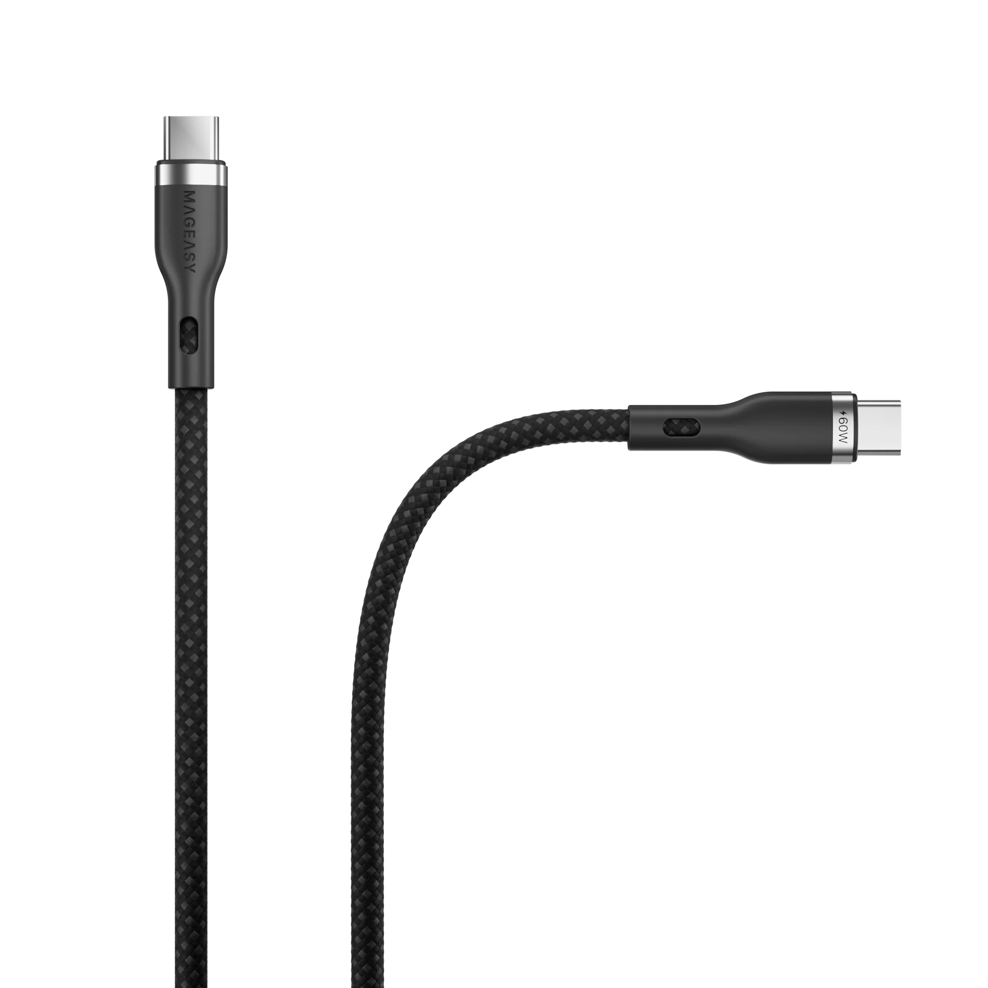 MagEasy Cable – USB‑C to USB‑C, Fast Charging & Sync, 60W, 1.5m, Black, Braided