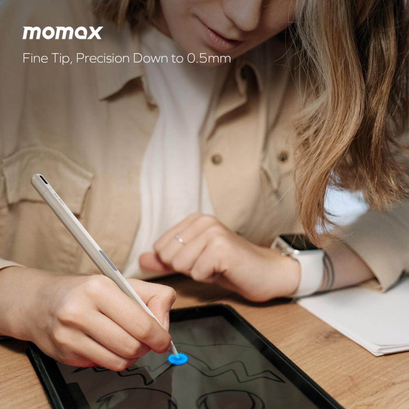 MOMAX Mag Link Pro Magnetic Charging Active Stylus Pen (Titanium)