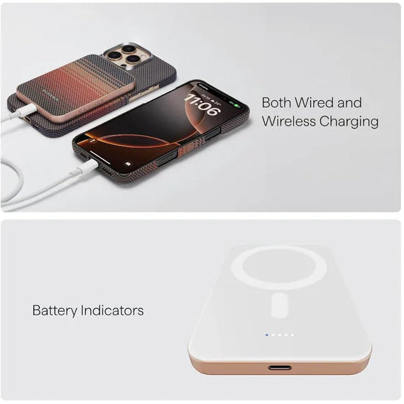 PITAKA Aramid Fiber Magnetic Power Bank Qi2 – 5000mAh, Sunset Edition, MagSafe Compatible, 15W Wireless Charging