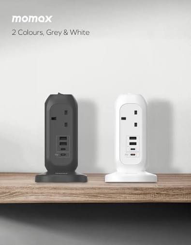 MOMAX OnePlug 7-Outlet Vertical Power Tower Strip with USB