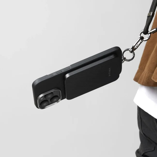 PITAKA Aramid Fiber Magnetic Power Bank Qi2 – 5000mAh, Black/Grey, MagSafe Compatible, 15W Wireless Charging