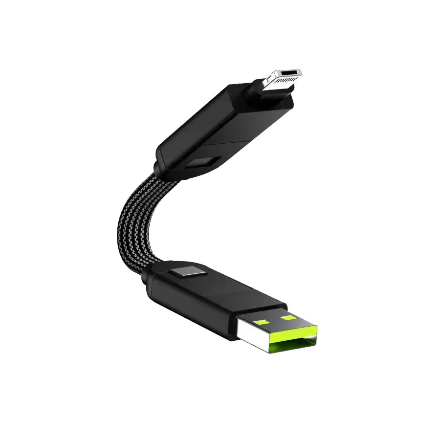 Rolling Square InCharge® X 100W – 6‑in‑1 Charging Cable 0.25ft (Black)