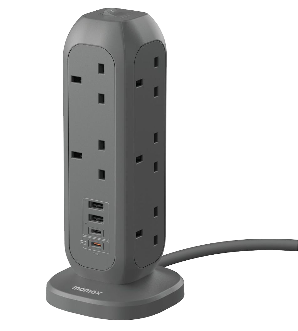MOMAX OnePlug 11‑Outlet Power Strip with USB (Grey, US11UK)