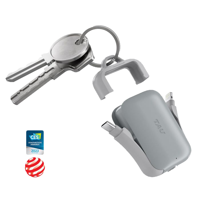 Rolling Square TAU 2 02R – 2000mAh Ultra‑Portable Keyring Power Bank (Gray)