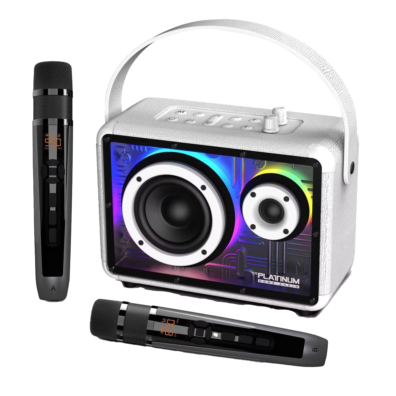 Platinum Apollo Pro – Portable Bluetooth Speaker with Microphone (White)