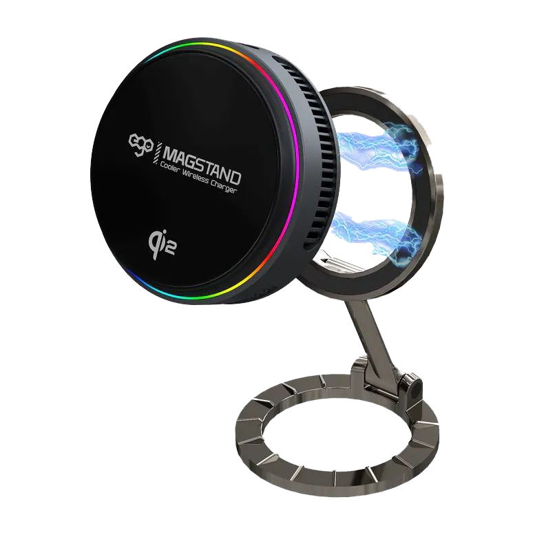 EGO MagStand3 @Semiconductor Cooling Double‑Sided Magnetic Qi2 Charger – Grey