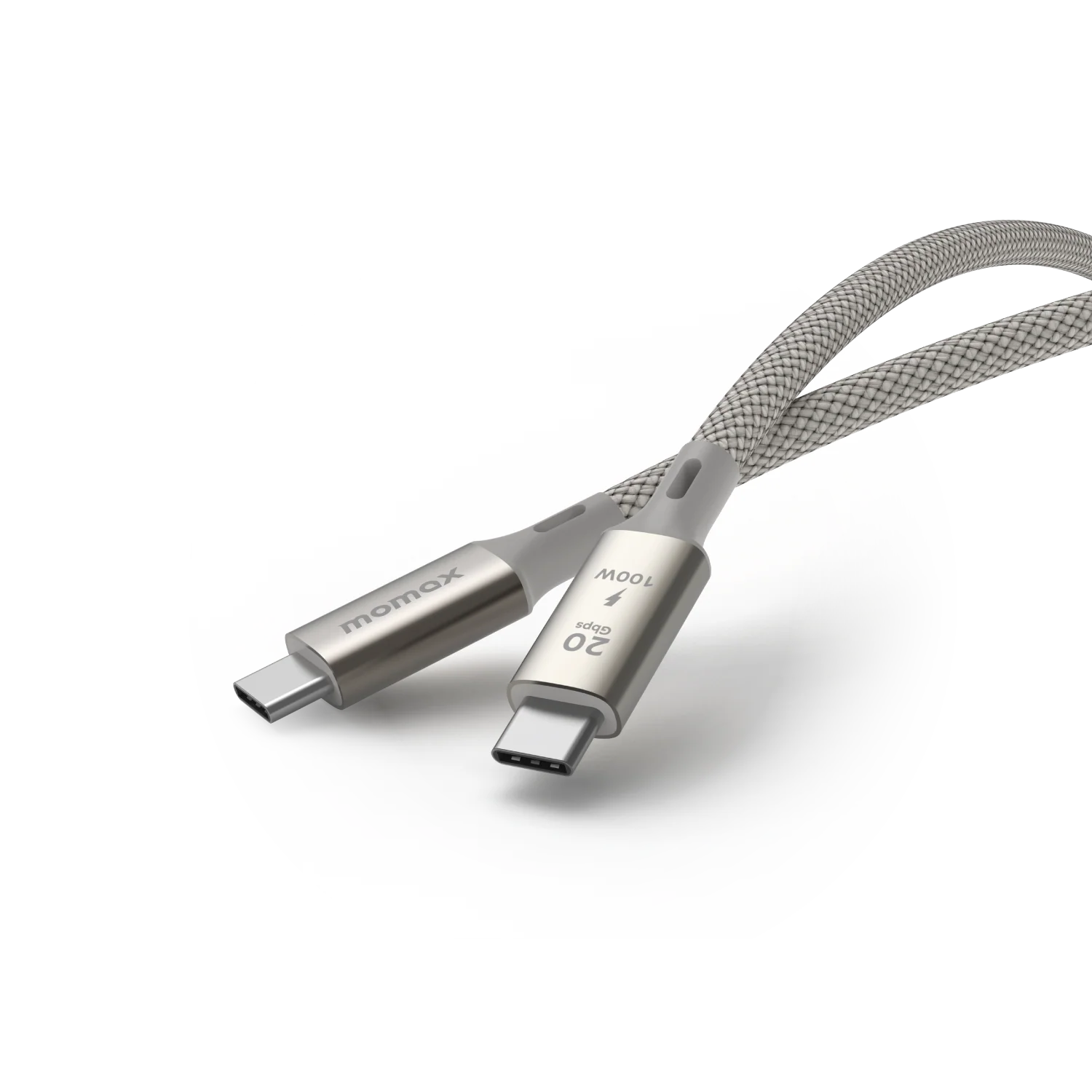 MOMAX Elite Mag Link 100W USB‑C to USB‑C Magnetic Cable (2m, Titanium)