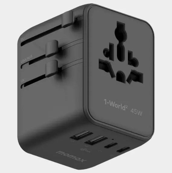 MOMAX 1‑World² 45W 5‑Port Dual AC Travel Adapter