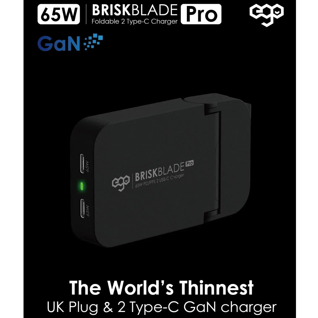 EGO 65W Brisk Blade Pro GaN Charger – Black
