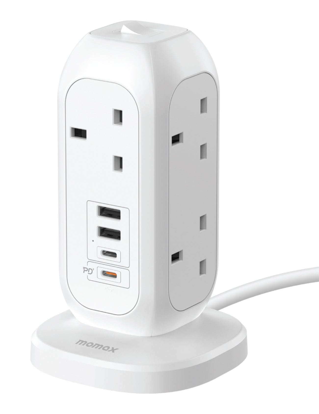 MOMAX OnePlug 7-Outlet Vertical Power Tower Strip with USB