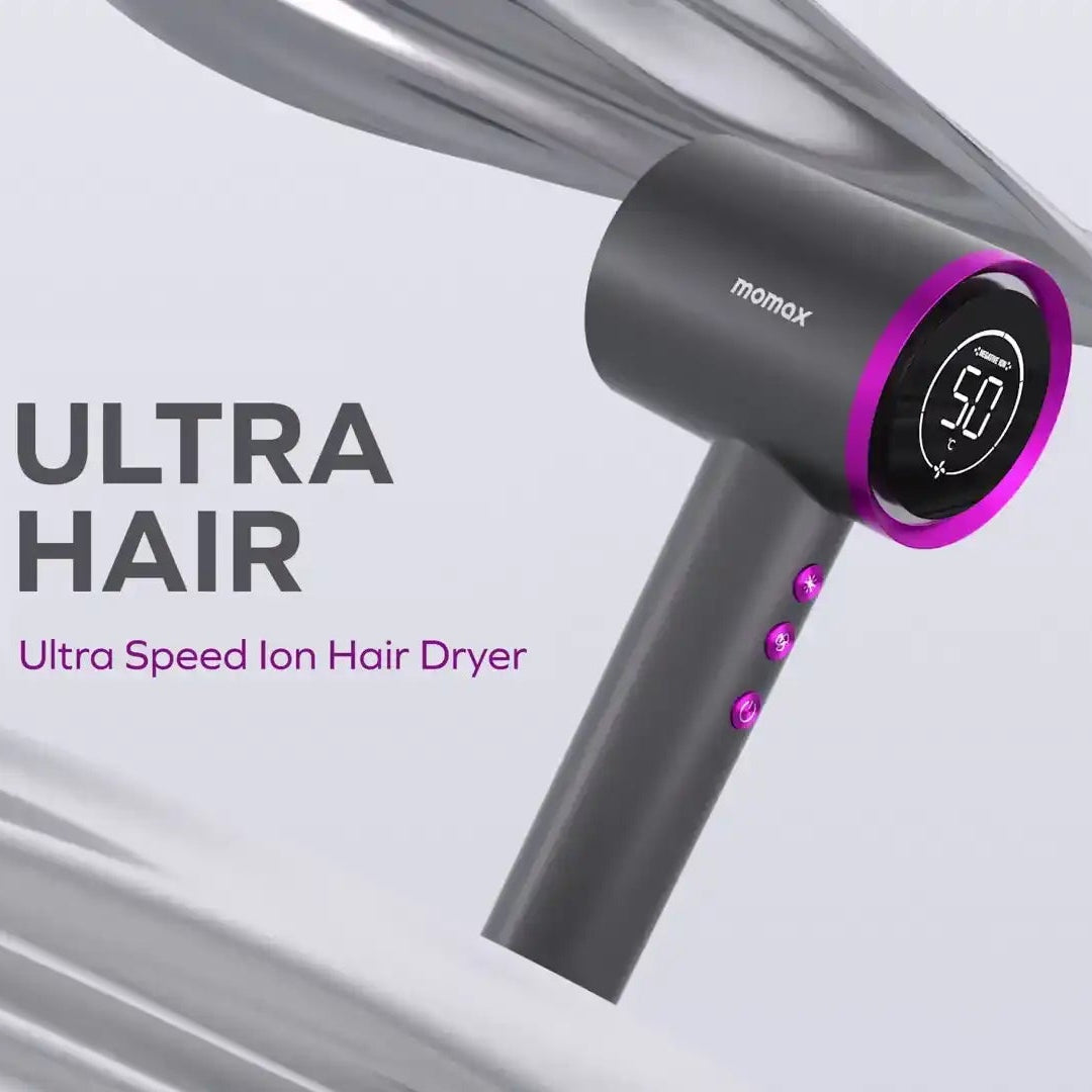 MOMAX Ultra Hair Ultra‑Speed Ion Hair Dryer (Black)
