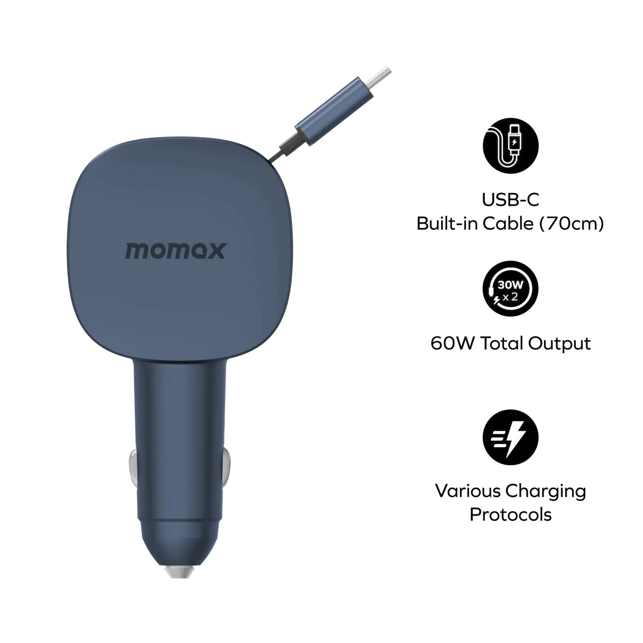 MOMAX 1‑Move+ 60W 2‑Port Car Charger