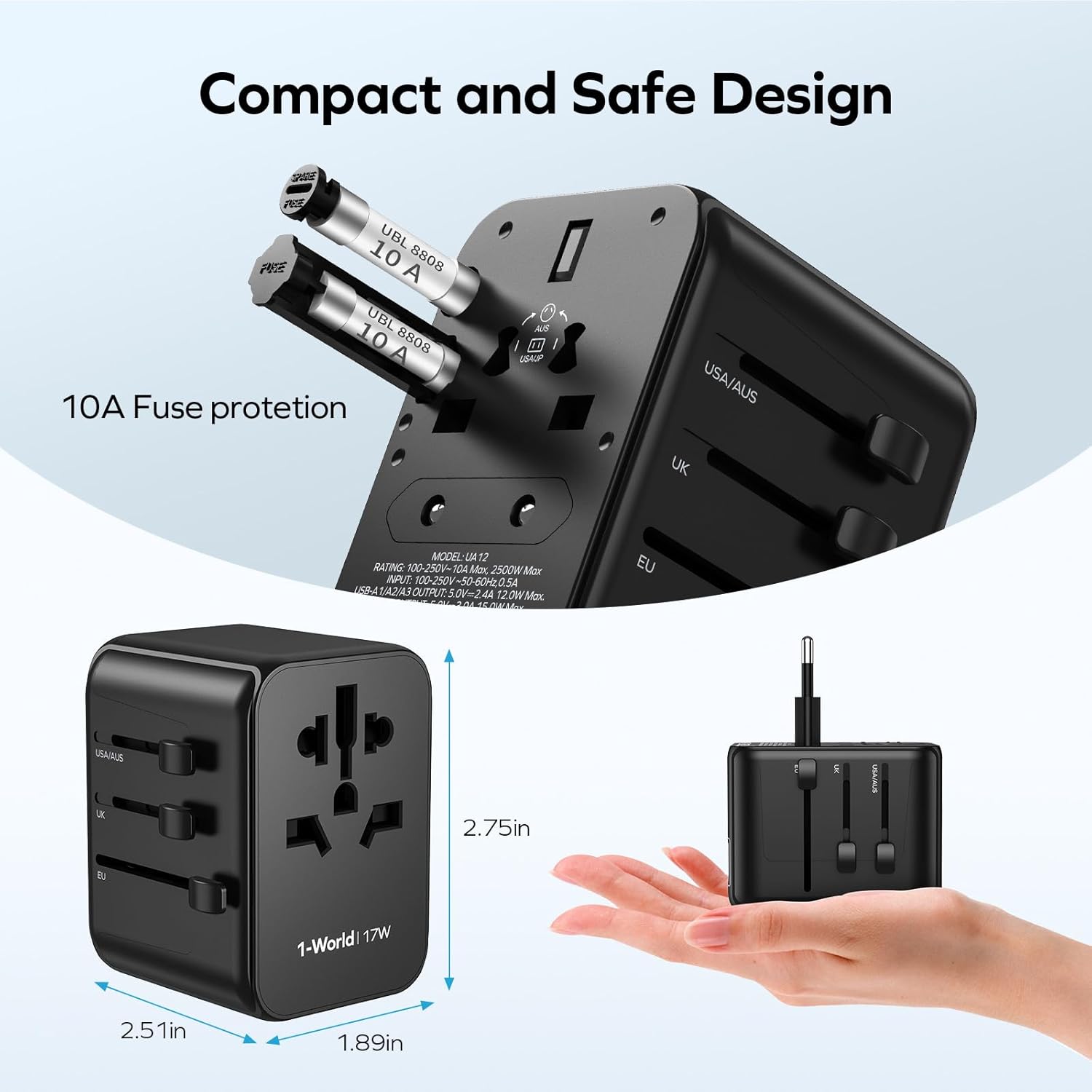 MOMAX 1‑World² 45W 5‑Port Dual AC Travel Adapter