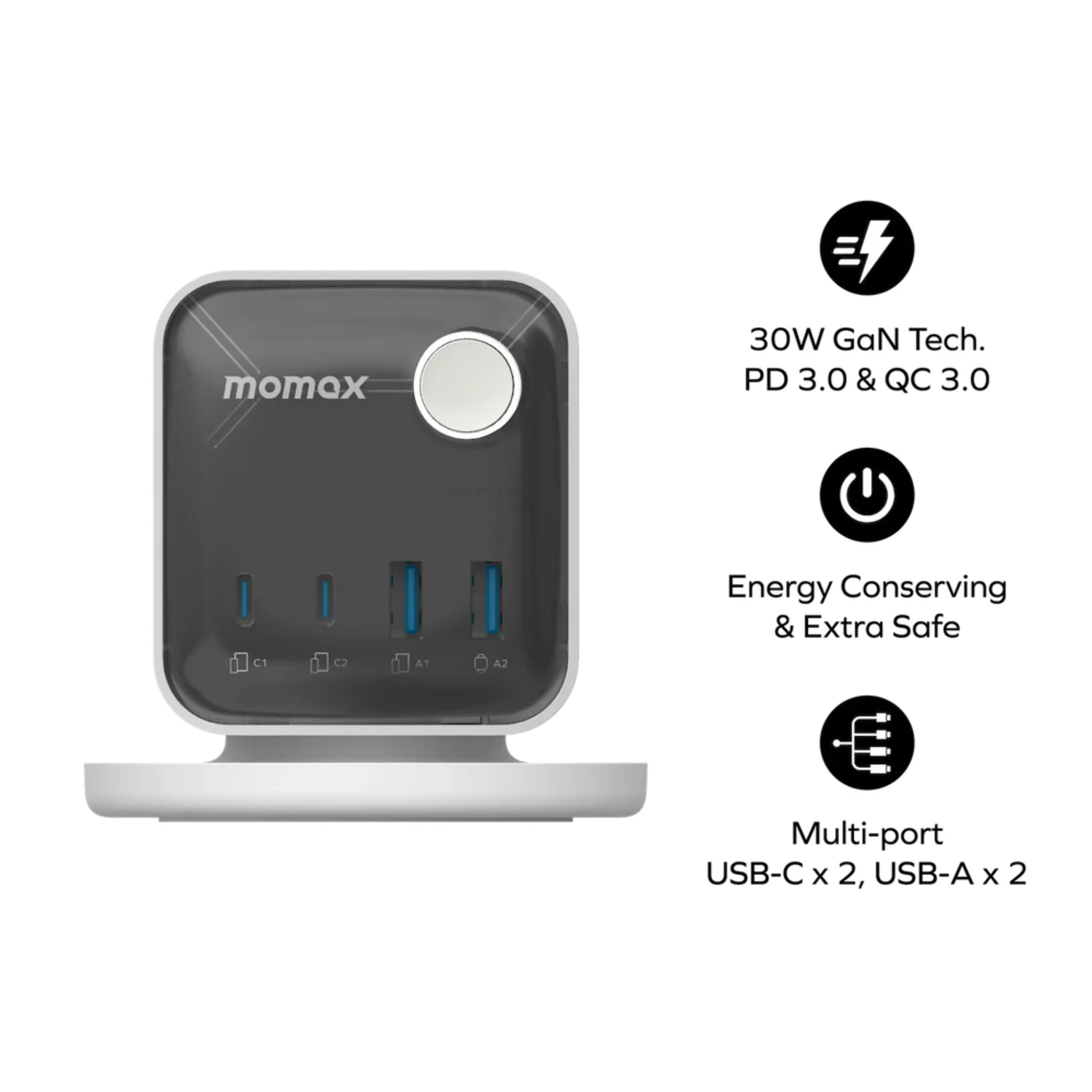 MOMAX 1‑CHARGE Workflow 3‑Outlet Power Cube with USB