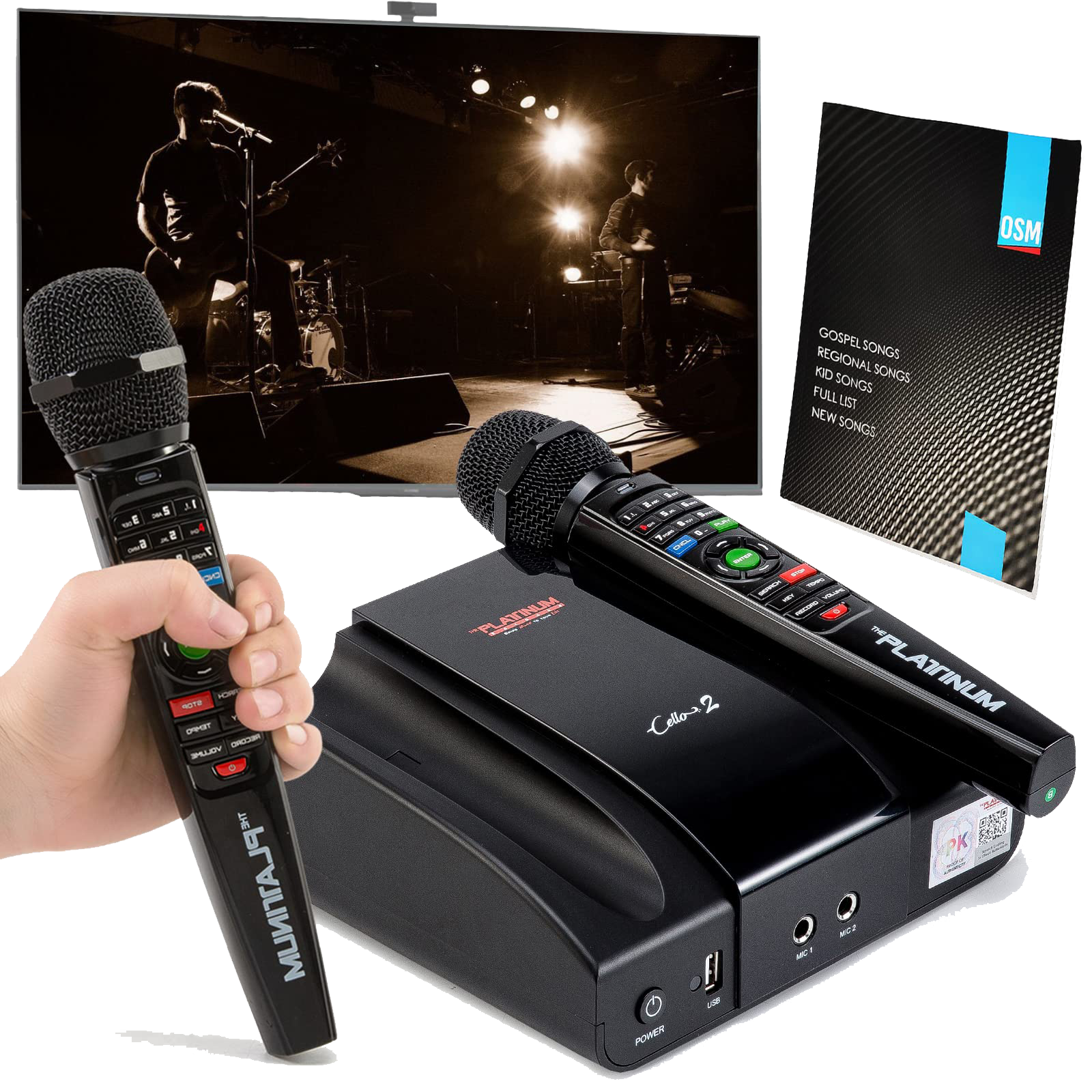 Platinum Karaoke Cello – Karaoke Player with 2 Wireless Microphones