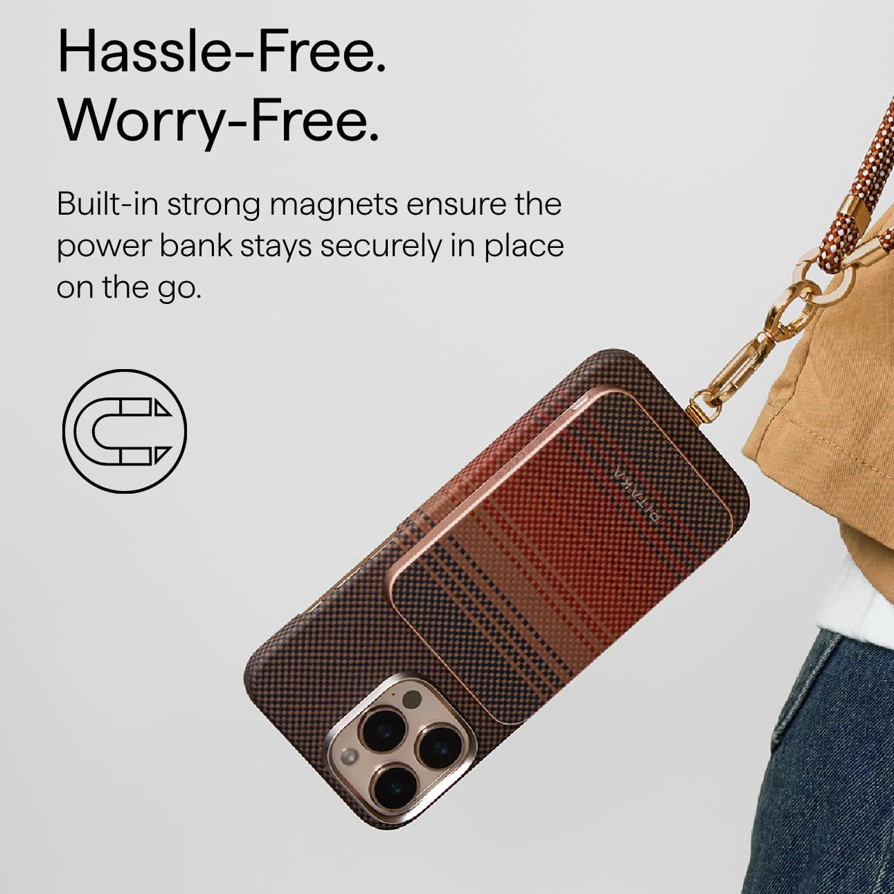 PITAKA Aramid Fiber Magnetic Power Bank Qi2 – 5000mAh, Sunset Edition, MagSafe Compatible, 15W Wireless Charging