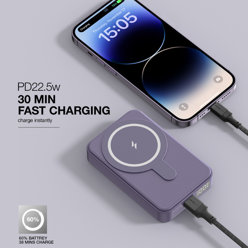 AmazingThing Thunder Pro Mag PD 10000mAh Power Bank with Holder (Blue)