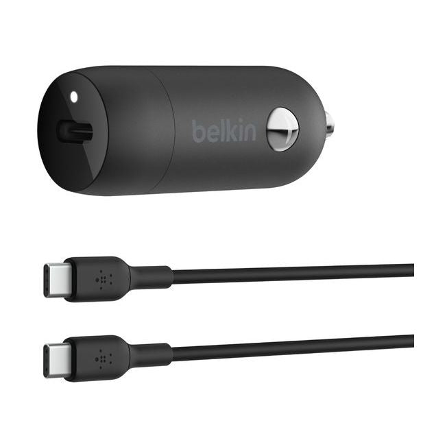 Belkin BoostCharge 30W USB-C PD Car Charger + USB-C to USB-C Cable
