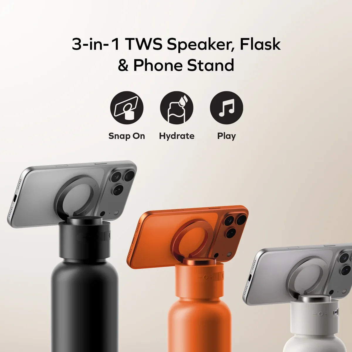 MOMAX 1-VIBE Bottle Magnetic Wireless Speaker Flask