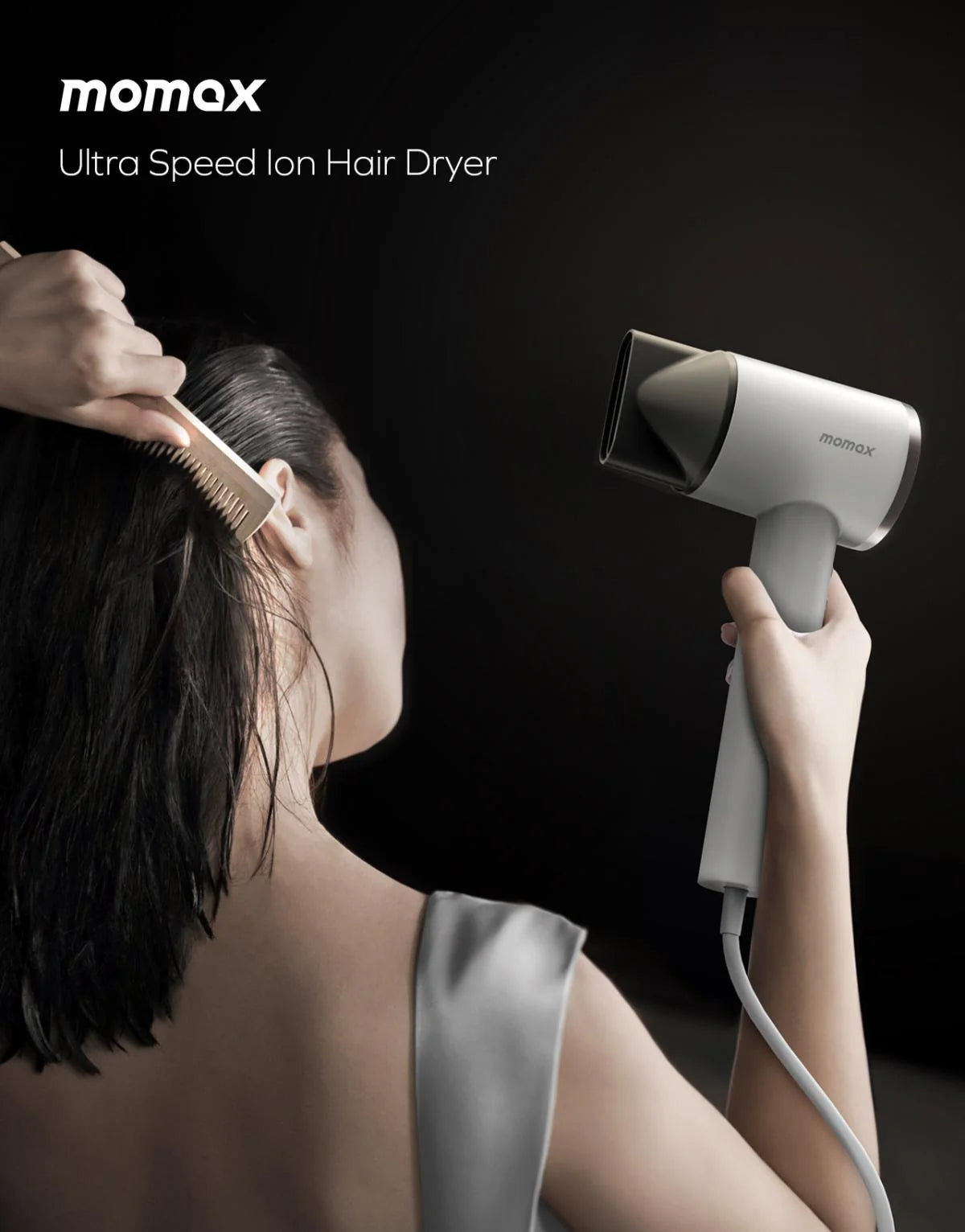 MOMAX Ultra Hair Ultra‑Speed Ion Hair Dryer – White