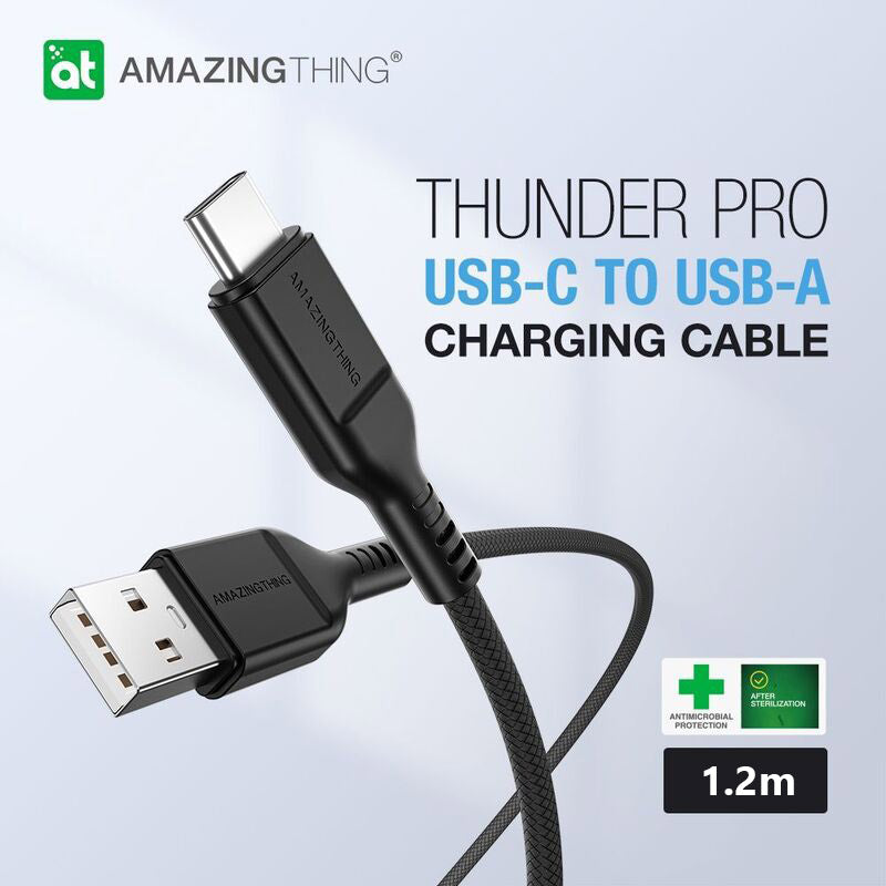 AmazingThing Thunder Pro 7X Type‑C to USB‑A Cable – (1.2m Black)