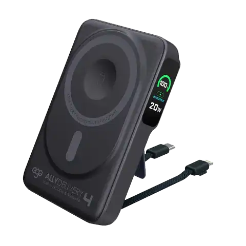 EGO AllyDelivery 4F @3C Certified MagSafe 10000mAh 6‑in‑1 Power Bank – Black