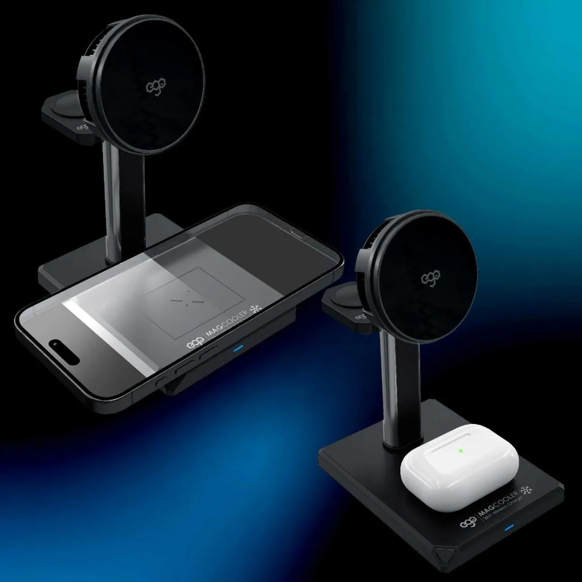 EGO MagCooler 3‑in‑1 Semiconductor Wireless Charger – Black
