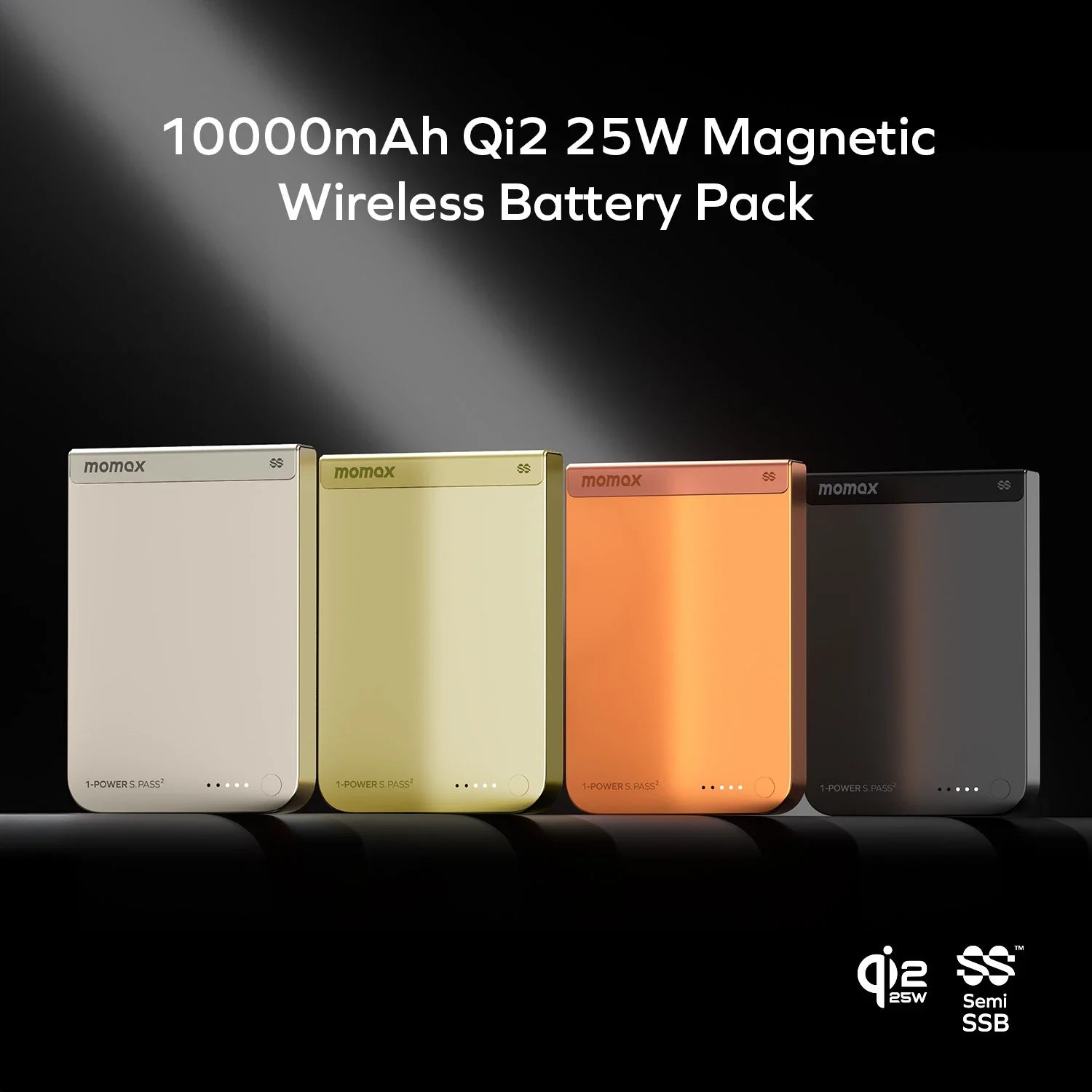 MOMAX 1-Power S.Pass2 10000mAh Qi2.2 Semi-SSB Magnetic Wireless Battery Pack