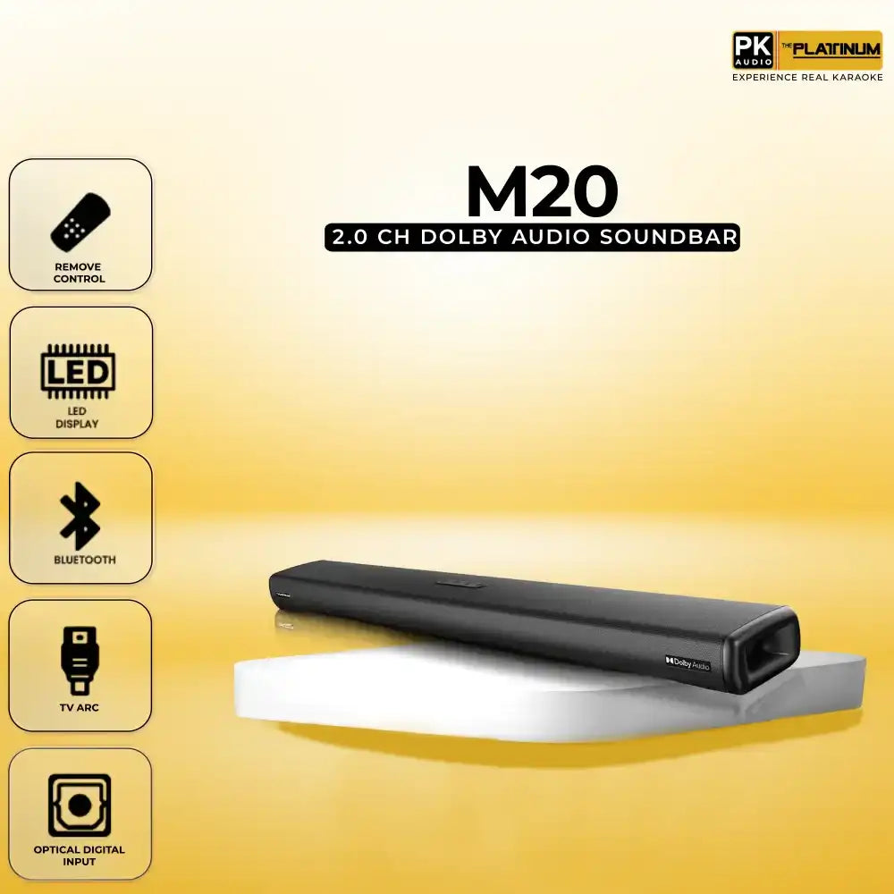 Platinum Karaoke M20 – 2.0 Channel Dolby Audio Soundbar